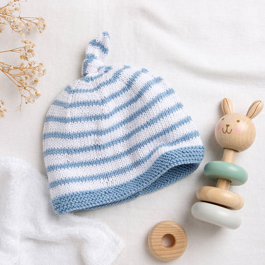 Baby Cotton Striped Hat Easy Knitting Kit - Toys & Games - The Present King