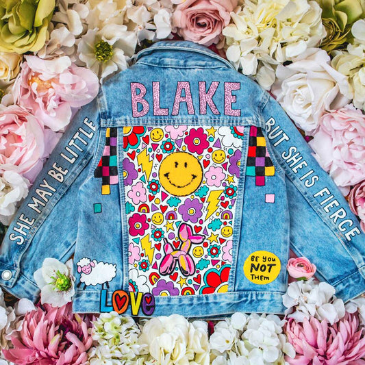 Baby Girl Personalised Hand Painted Denim Jacket, Multi - Coloured - Clothing & Accessories - The Present King