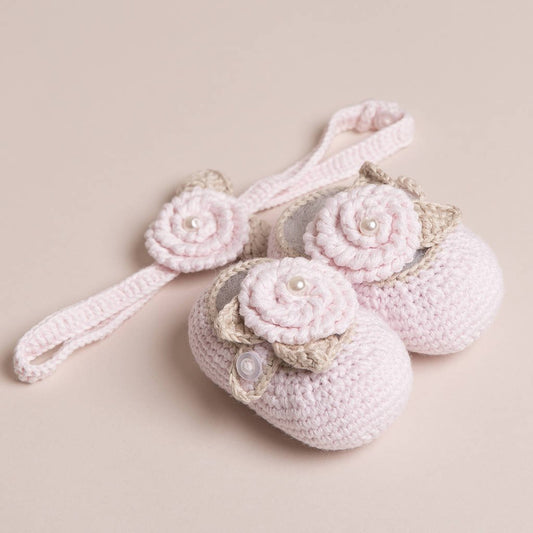 Baby Girl Shoes Headband Set With Pearl Details, Multi - Coloured - Clothing & Accessories - The Present King