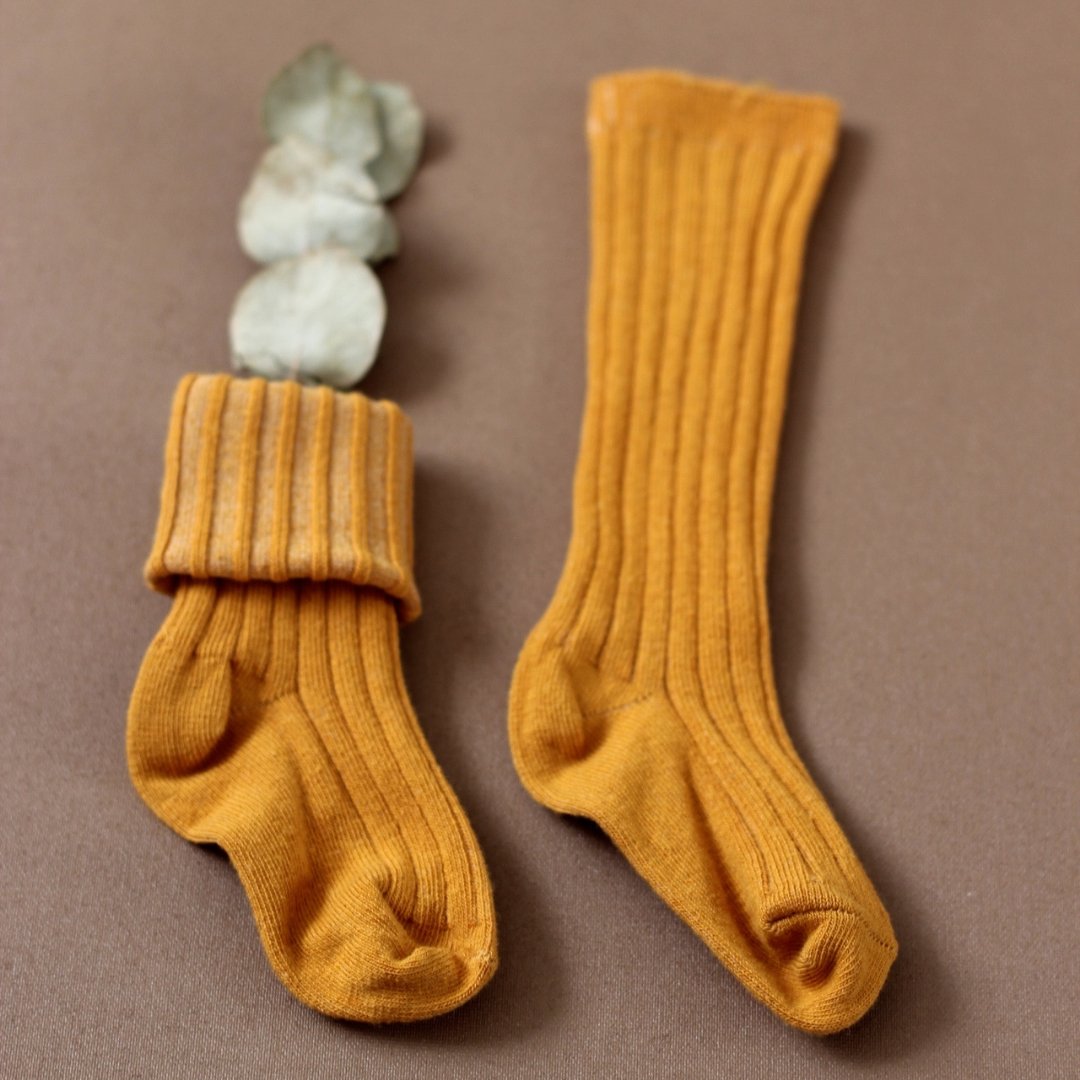 Baby Knee High Ribbed Cotton Socks Peanut - Clothing & Accessories > Baby & Toddler Clothing > Baby & Toddler Socks & Tights - The Present King