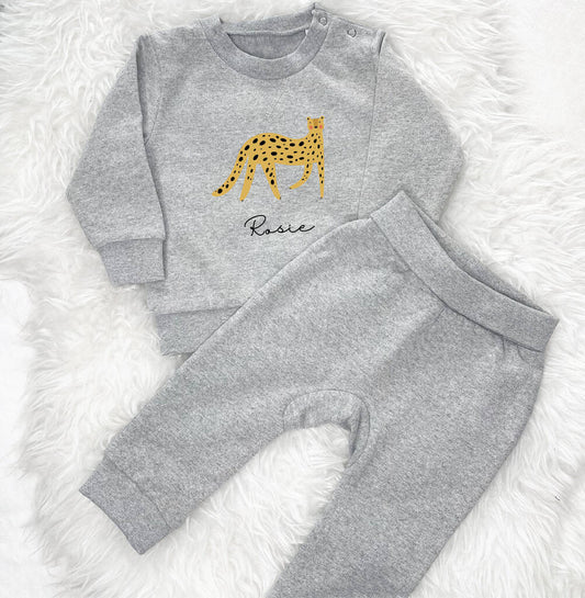 Baby Personalised Leopard Sweatshirt Jogger Set - Clothing & Accessories > Baby & Toddler Clothing - The Present King