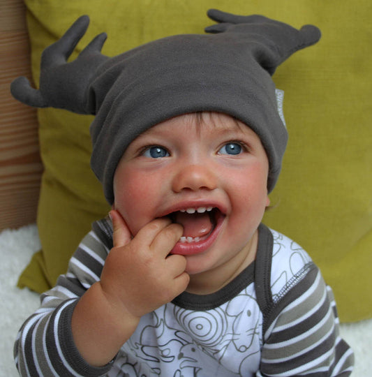 Baby Reindeer Hat Grey, Grey - Baby & Toddler Clothing Accessories - The Present King