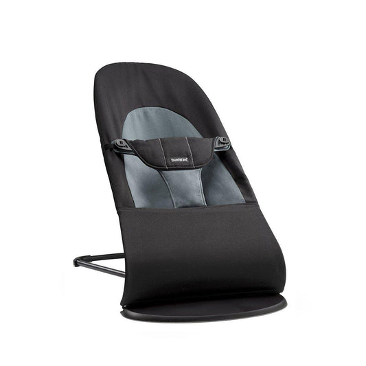 BabyBjorn Balance Soft Cotton Baby Bouncer - Black Frame - Black/Dark Grey - Baby & Toddler > Baby Bouncers & Rockers - The Present King