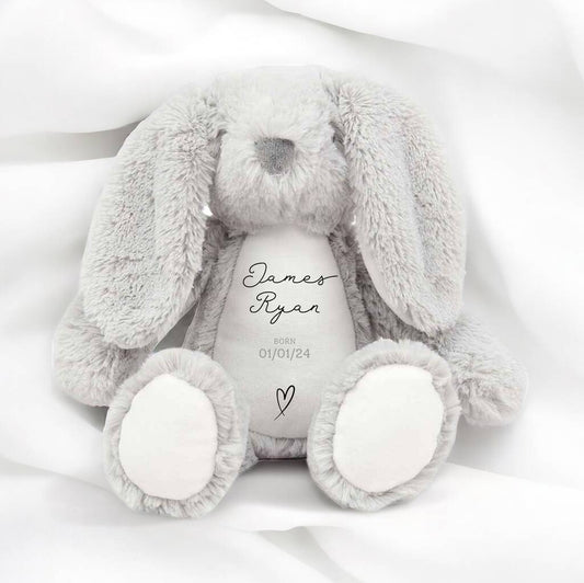 Baby's First Companion Personalised Bunny Rabbit, Grey/White - Toys & Games - The Present King