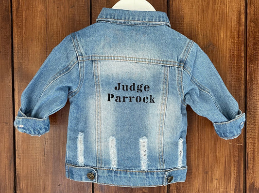 Baby/Toddler Denim Jacket With Embroidered Name, Blue - Clothing & Accessories - The Present King