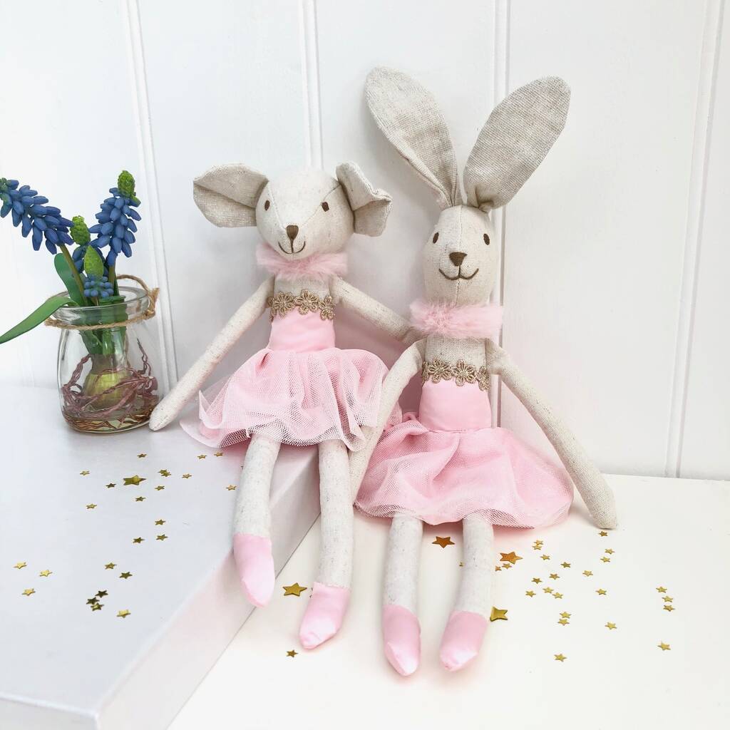 Ballerina Rabbit Or Mouse Children's Toy, Cream/Ivory/Pink - Toys & Games - The Present King