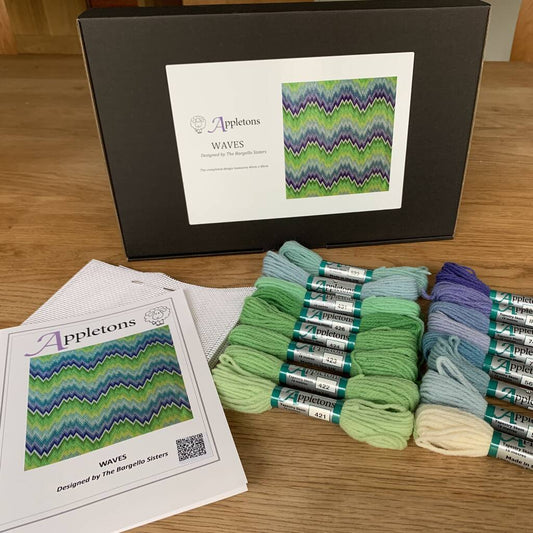 Bargello Waves Tapestry Kit With 100% British Wool, Blue/Green - Toys & Games - The Present King