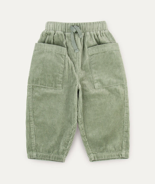 Barrel Leg Cord Trouser - Hedge Green - Clothing & Accessories > Clothing > Trousers & Jeans - The Present King