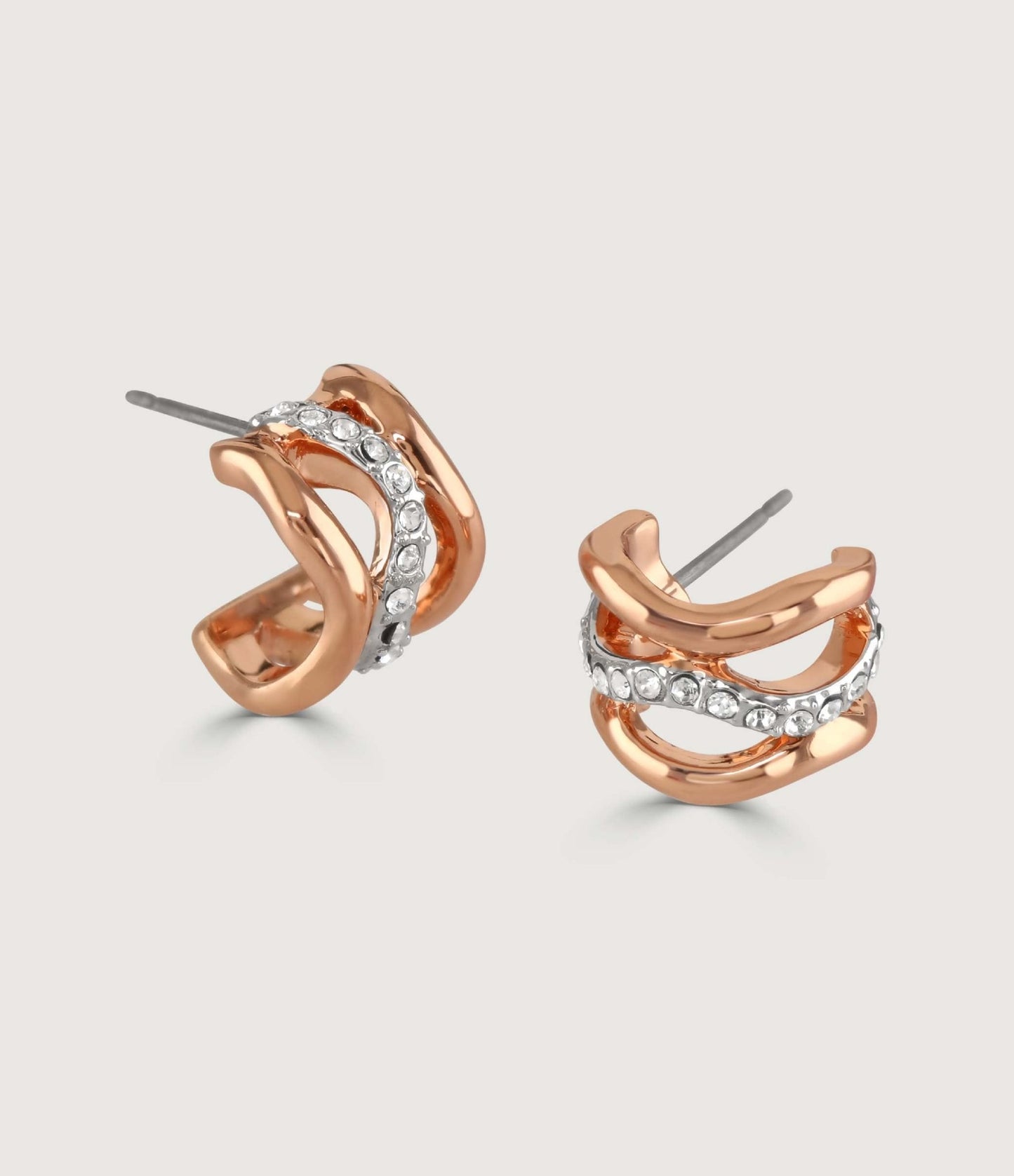 BAYSWATER HALF HOOPS - TWO - TONE ROSE GOLD - Clothing & Accessories - The Present King