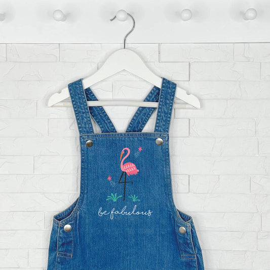 Be Fabulous Flamingo Baby/Kids Denim Dungarees - Clothing & Accessories - The Present King