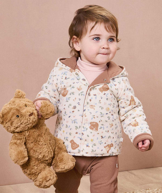 Bear Print Reversible Hooded Jacket - Honey Bear Print - Clothing & Accessories > Clothing > Outerwear > Coats & Jackets - The Present King