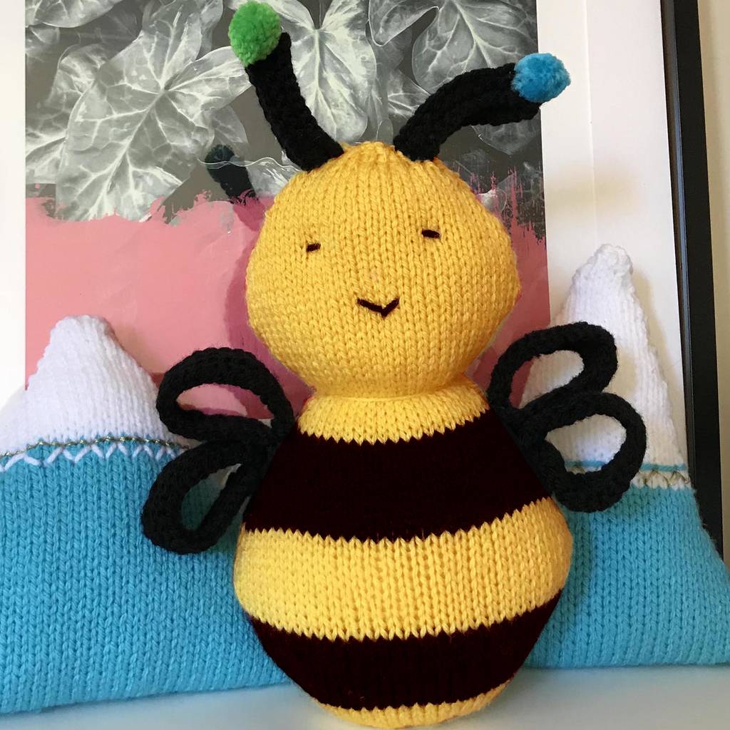 Bee Happy Cushion Knitting Pattern, Yellow - Toys & Games - The Present King