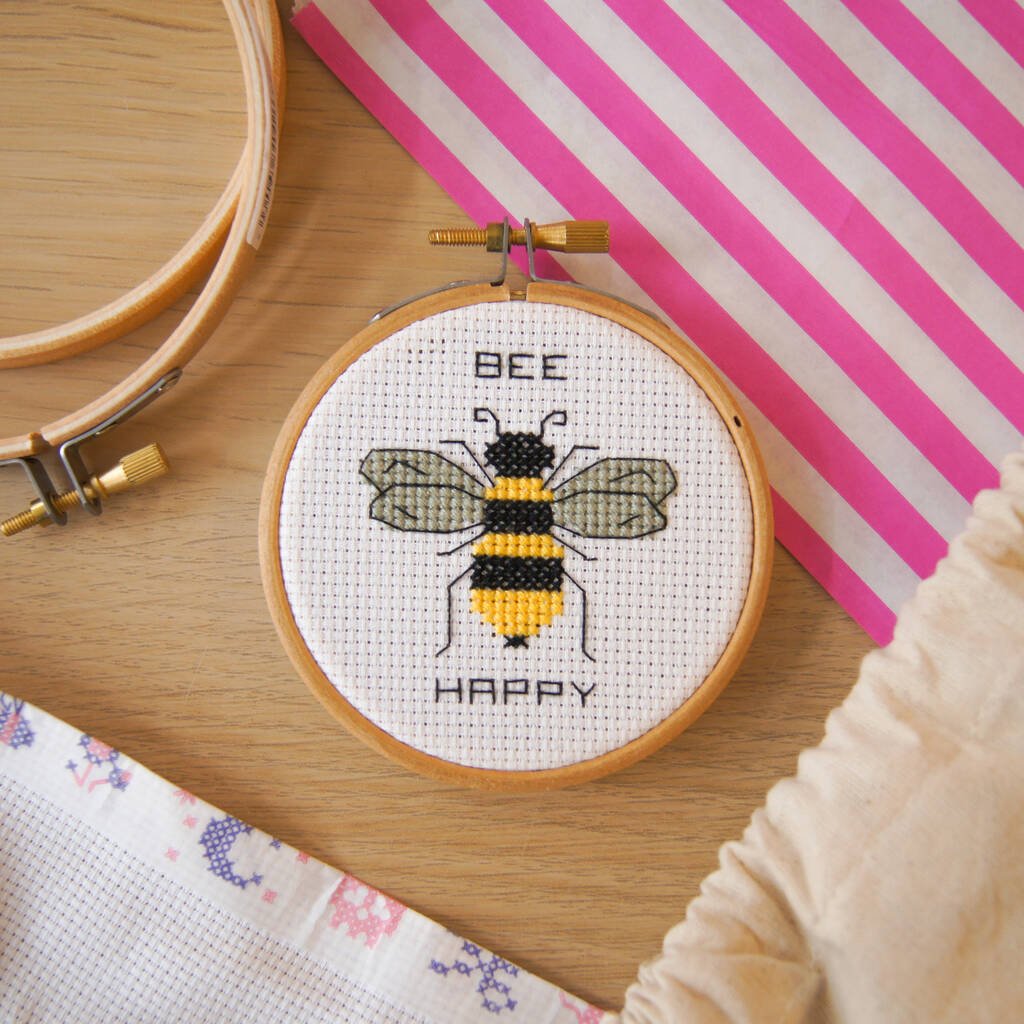 Bee Happy' Mini Cross Stitch Kit - Toys & Games - The Present King