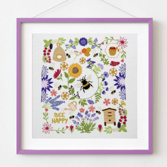 Bees And Blossoms Hand Embroidery Kit, Beige/Ivory/Multi - Coloured - Toys & Games - The Present King