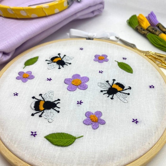 Beginners Embroidery Kit, Bees And Flowers, Multi - Coloured - Toys & Games - The Present King