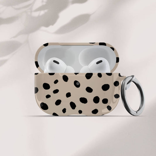 Beige Dots Air Pods Case With Keychain, Beige - Electronics - The Present King