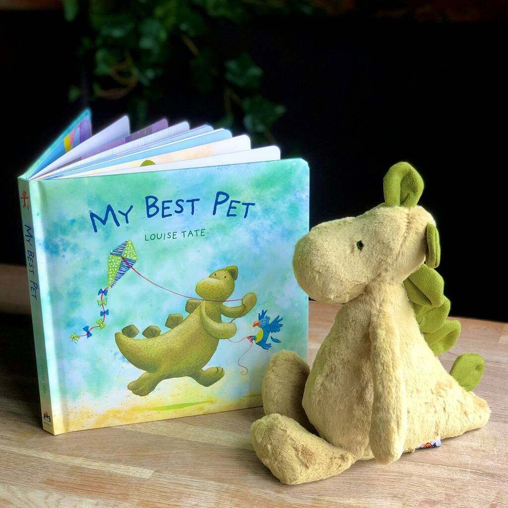 Best Pet Dinosaur Book And Matching Dinosaur Teddy, Green - Toys & Games > Stuffed Animals & Cuddly Toys - The Present King