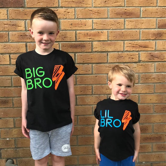 Big Bro Lil Bro/Big Sis Lil Sis Neon Lights Tshirt, Neon - Clothing & Accessories - The Present King