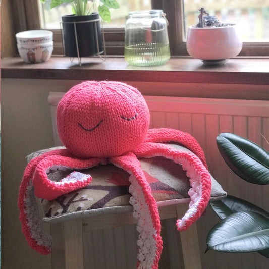 Big Friendly Octopus Knitting Pattern, Pink - Toys & Games - The Present King