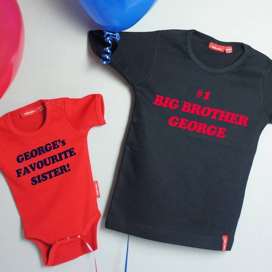 Big / Little Brother Or Sister T Shirt And Babygrow Set, Multiple Choices Available - Toys & Games - The Present King