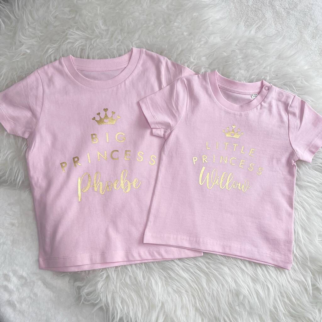 Big Princess Little Princess Matching T Shirt Set, Pink - Clothing & Accessories - The Present King