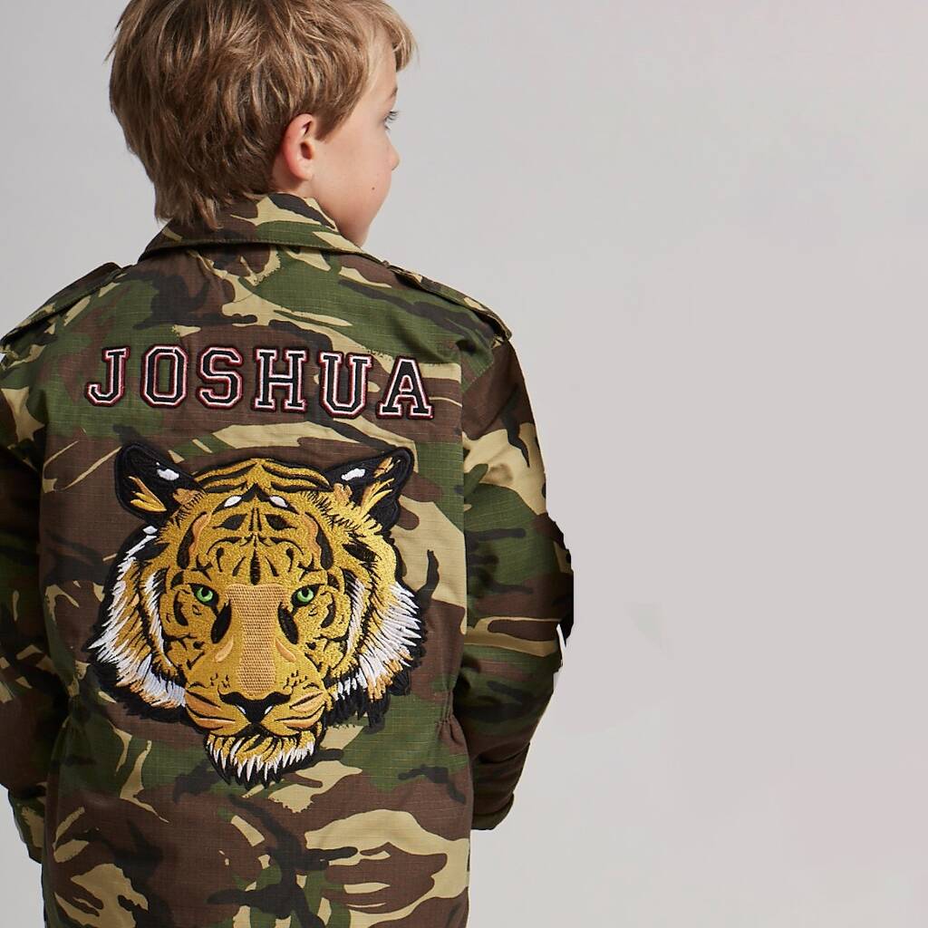 Big Tiger Personalised Kids Camo Jacket, Green - Clothing & Accessories - The Present King