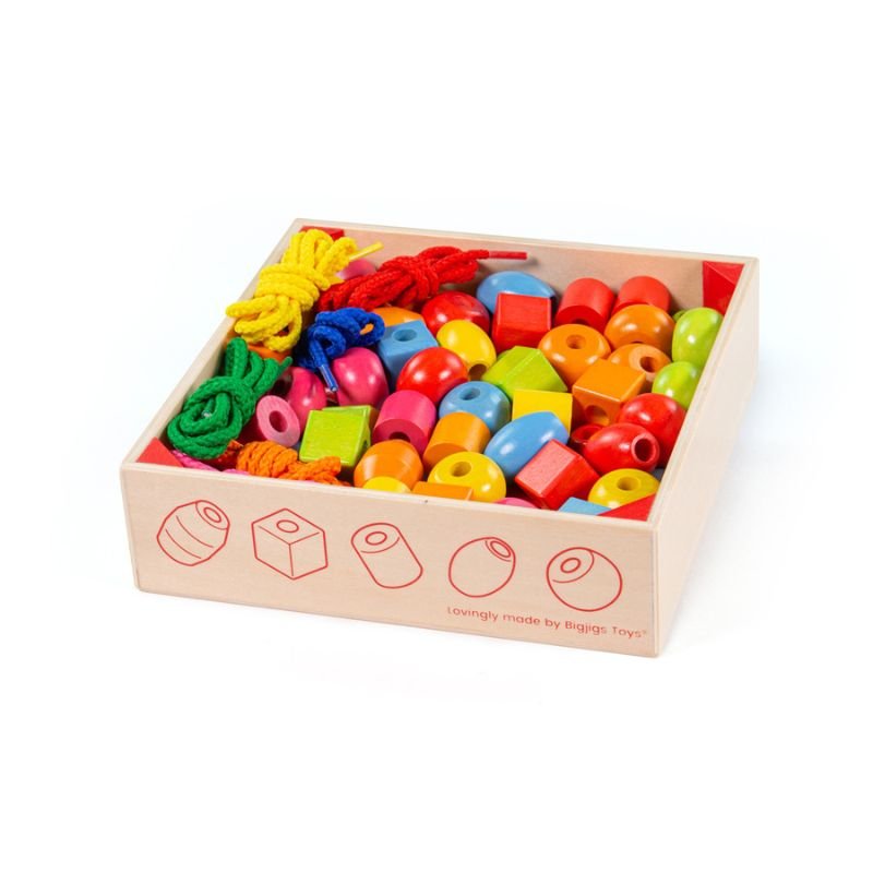 Bigjigs - Crate of Wooden Lacing Beads - Toys & Games - The Present King