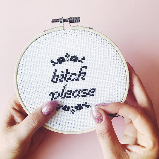 Bitch Please' Modern Cross Stitch Kit, Black - Toys & Games - The Present King