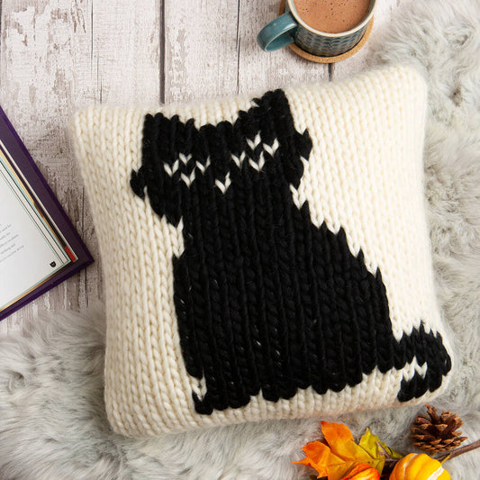 Black Cat Cushion Cover Knitting Kit, Black - Toys & Games - The Present King