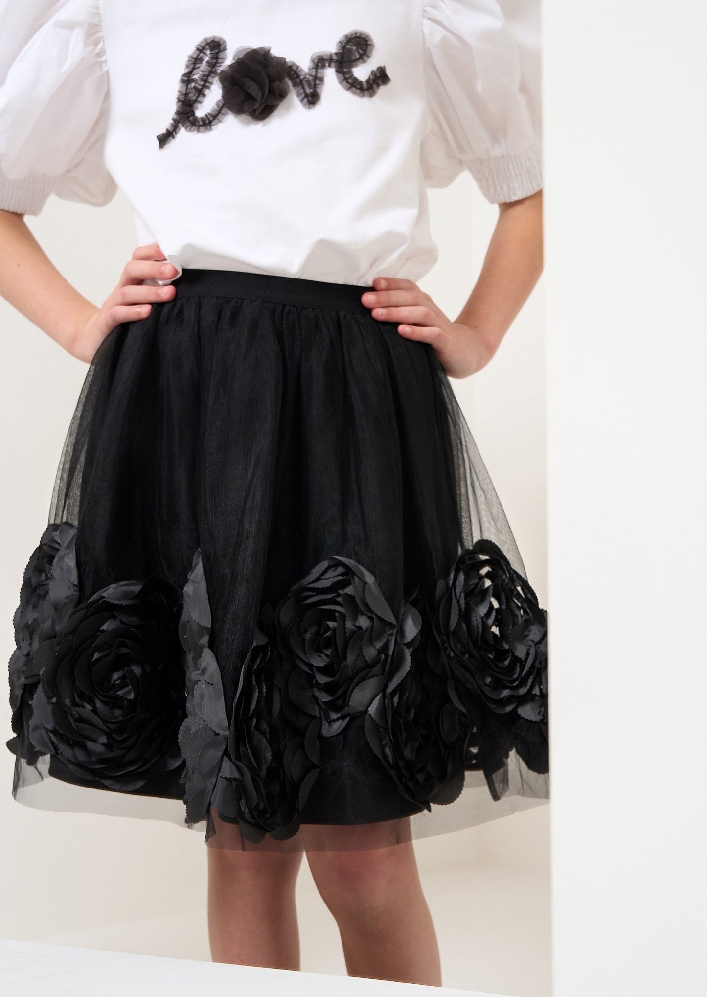 Black Corsage Rose Skirt | Girls - Clothing & Accessories - The Present King