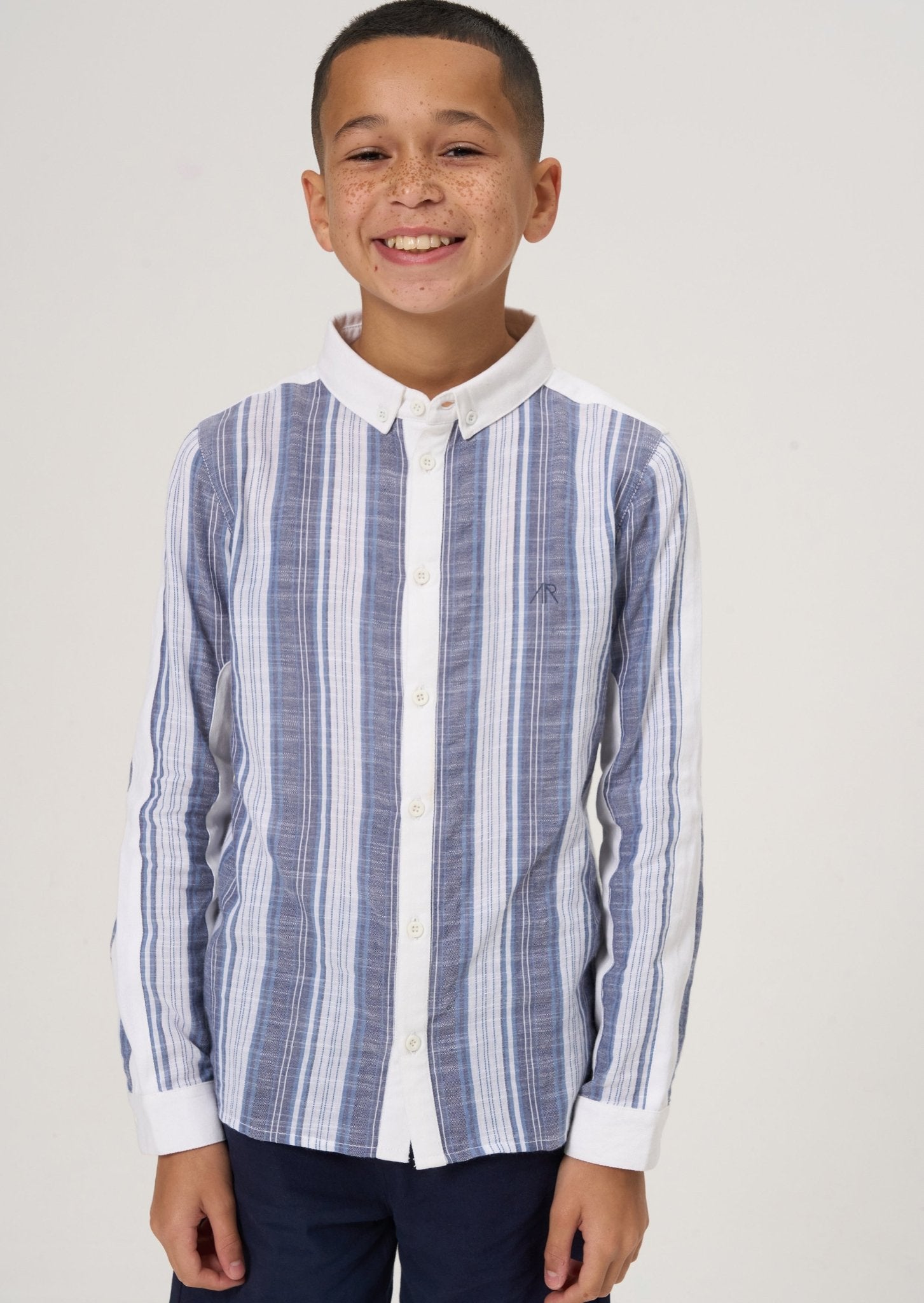 Blue And White Striped Shirt Boy - Clothing & Accessories - The Present King