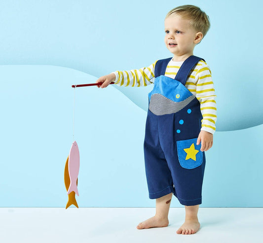 Blue Whale Baby Shortie Dungarees, Blue - Baby & Toddler Clothing > Baby & Toddler Bottoms - The Present King