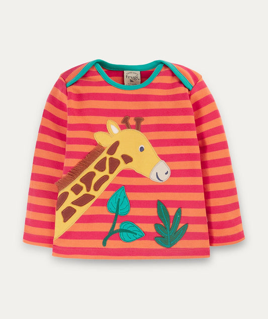 Bobby Applique Top - Cantaloupe Stripe/Giraffe - Clothing & Accessories - The Present King