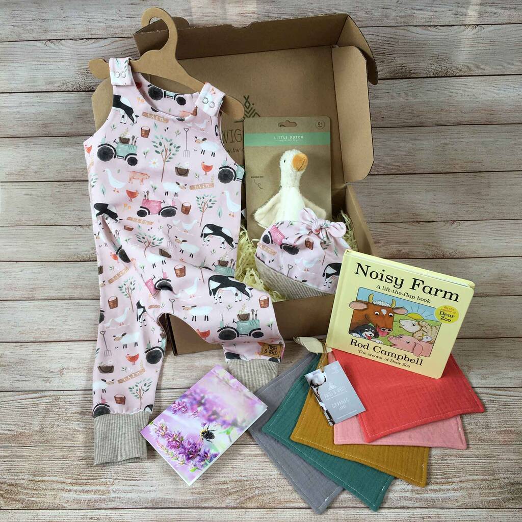 Born To Farm, Baby Girl Gift Hamper, 12 To 18 Months, Green/Multiple Choices Available/Pink - Baby & Toddler Clothing - The Present King