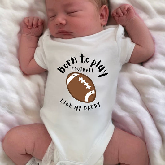 Born To Play American Football Bodysuit, White - Clothing & Accessories - The Present King