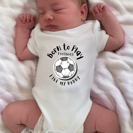 Born To Play Football Bodysuit, White - Baby & Toddler Clothing - The Present King