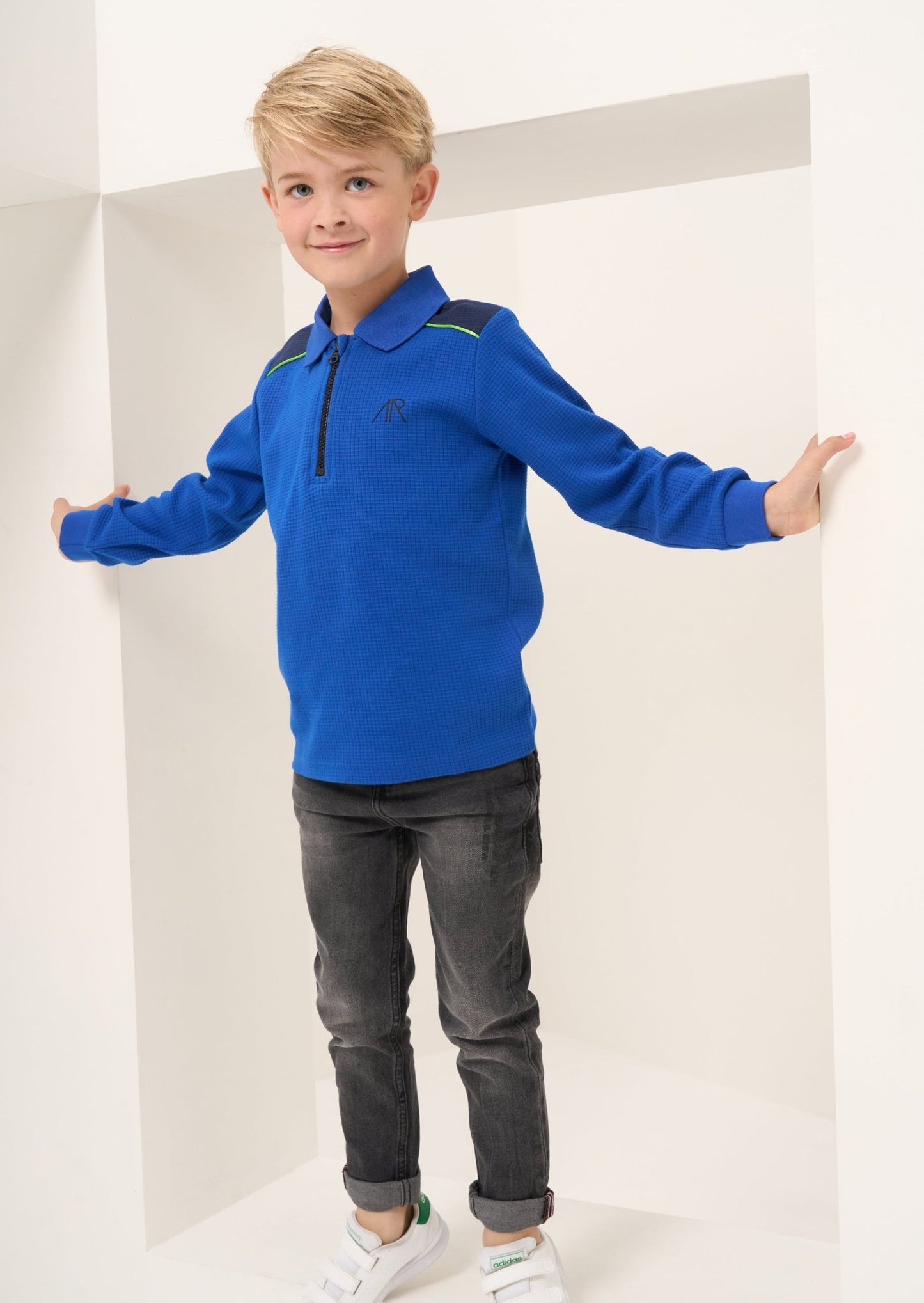 Boys Blue Long Sleeve Polo Top | Boys - Clothing & Accessories - The Present King