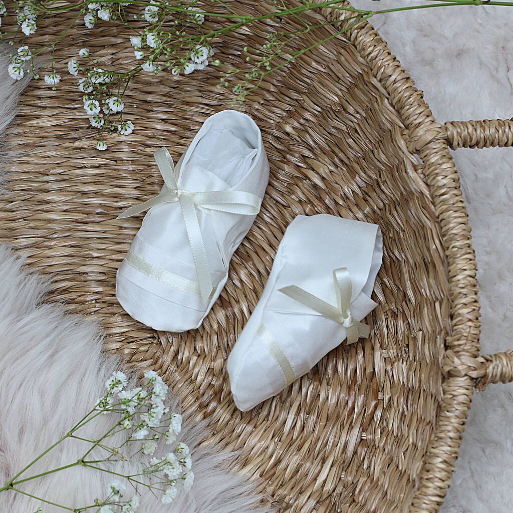 Boys Christening Booties George, Ivory - Baby & Toddler Clothing - The Present King