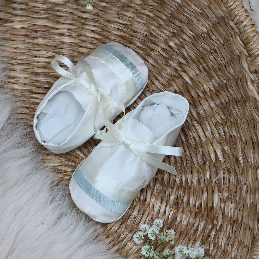 Boys Christening Booties Jack, Ivory/White - Clothing & Accessories - The Present King