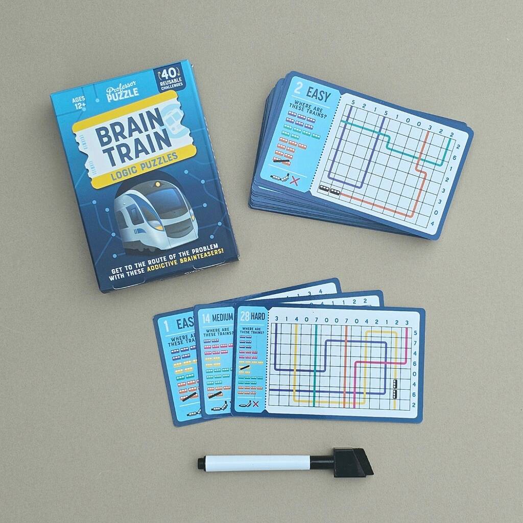 Brain Train 40 Logic Puzzles, Blue - Toys & Games - The Present King