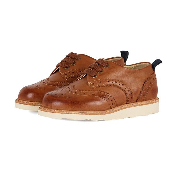 Brando Brogue Kids Shoe Tan Burnished Leather - Clothing & Accessories - The Present King