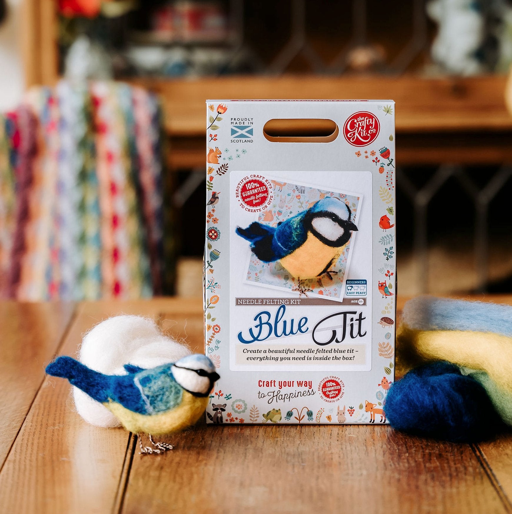 British Birds Blue Tit Needle Felting Craft Kit, Blue - Toys & Games - The Present King