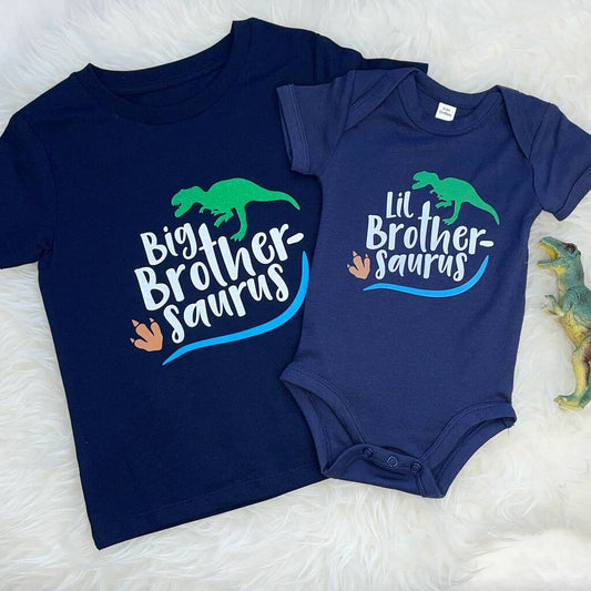 Brother Sister Saurus Dinosaur T Shirt Set - Clothing & Accessories - The Present King