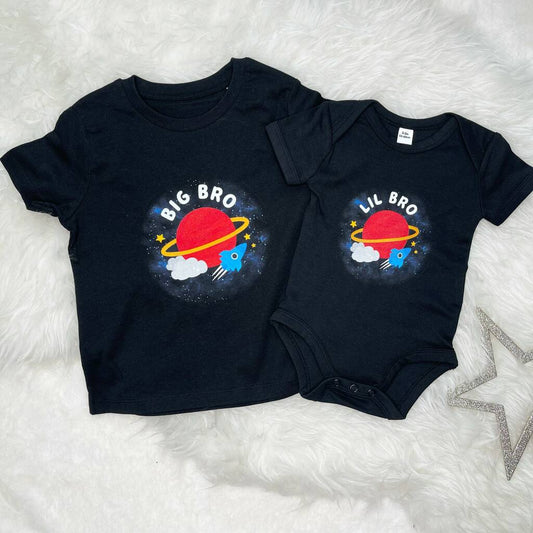 Brothers Matching Space T Shirt Set, Black - Clothing & Accessories - The Present King