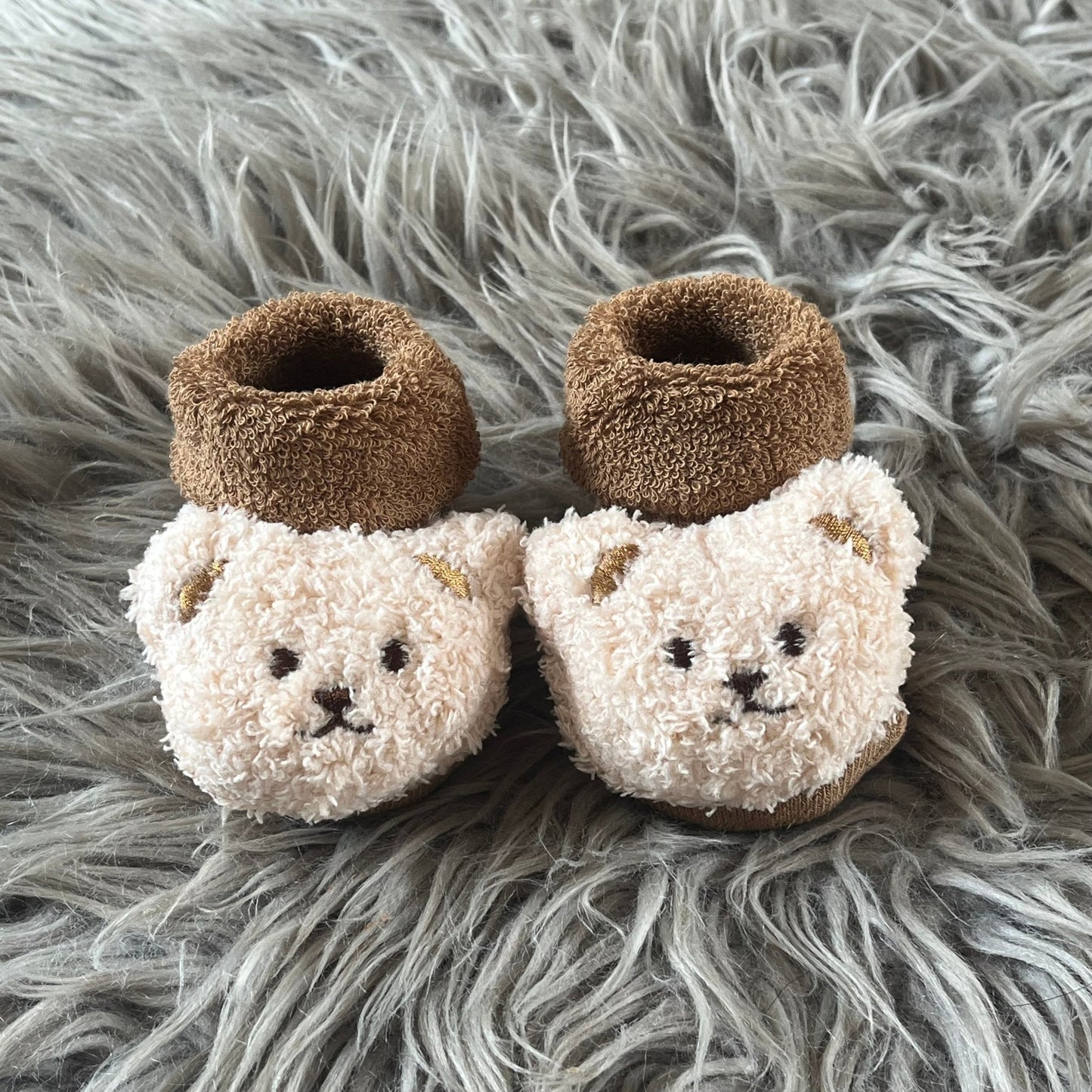 Brown Teddy Bear Baby Socks, Beige/Brown/Gold - Baby & Toddler Clothing Accessories > Baby & Toddler Socks & Tights - The Present King