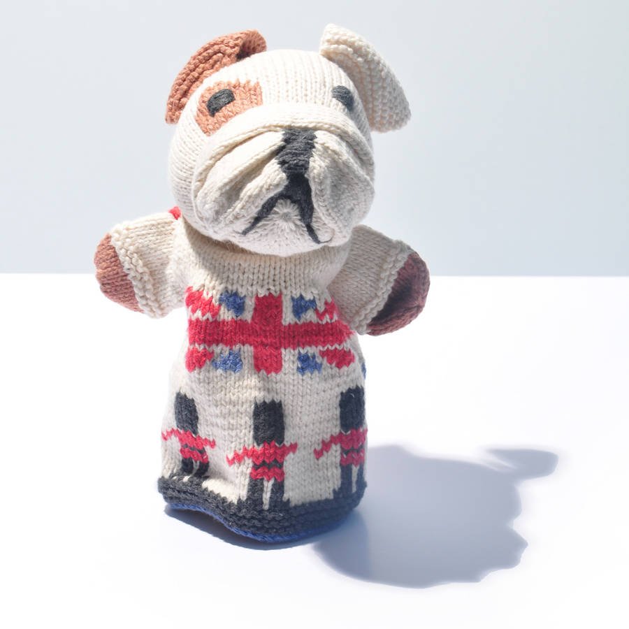 Bulldog Hand Puppet In Organic Cotton, Natural - Toys & Games - The Present King