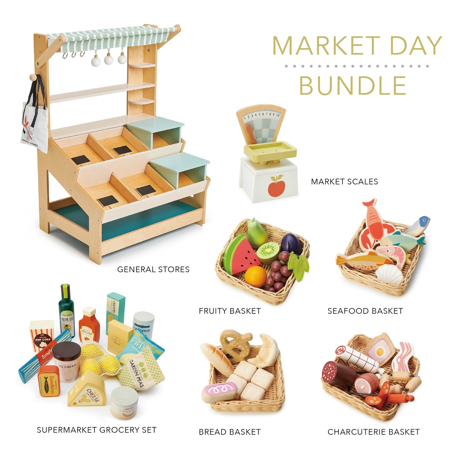 Market Day Bundle (General Stores, Scales, Grocery Set, 4 X Food Crates)