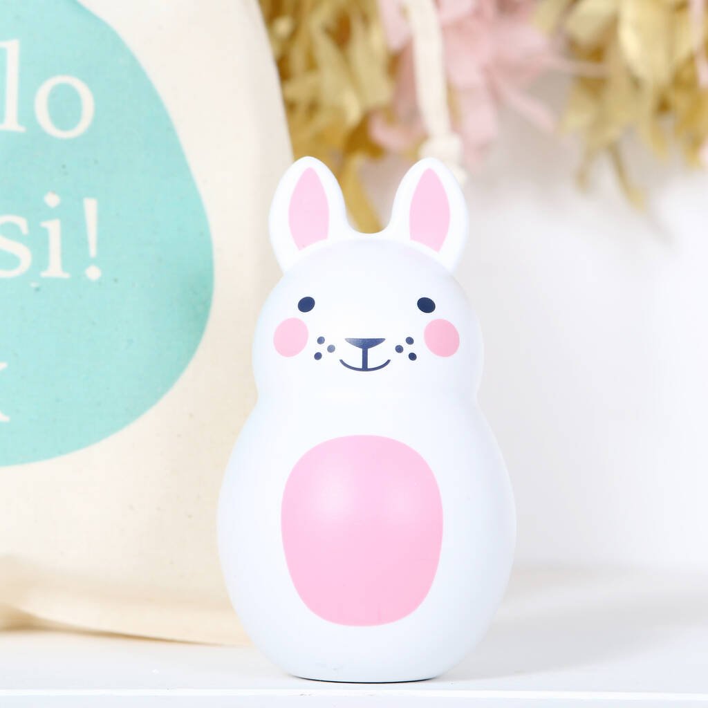 Bunny Rabbit Chiming Toy And Personalised Bag, White - Toys & Games - The Present King