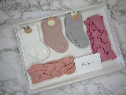 Bunny Socks And Twisted Bows Baby Gift Set - Baby & Toddler Clothing Accessories - The Present King