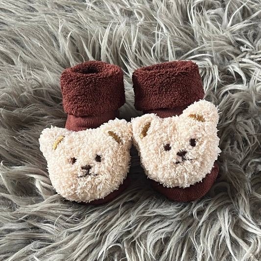 Burgundy Teddy Bear Baby Socks, Brown/Red - Baby & Toddler Clothing > Baby & Toddler Socks & Tights - The Present King